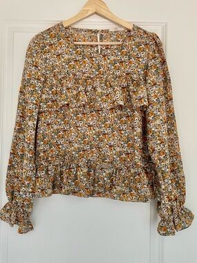 bohme Floral Ruffle Long-Sleeve Blouse